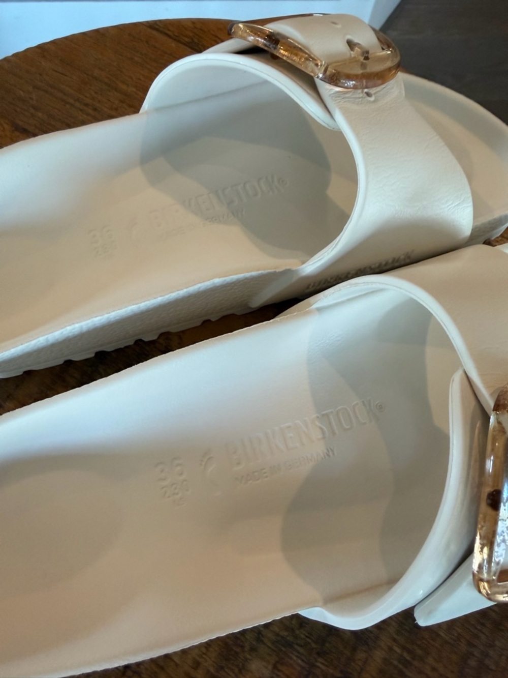 Birkenstock White EVA Madrid Sandals with Rose Gold Buckles - Picture 8 of 10
